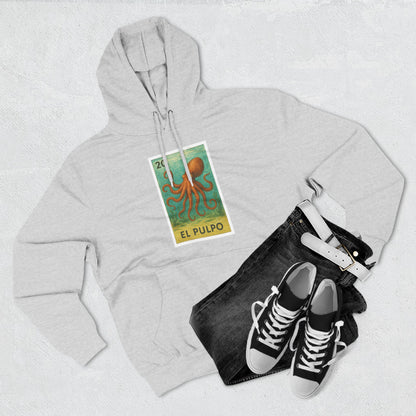 Octopus Lotería Unisex - Pull-Over Cotton Blend Fleece Hoodie (El Pulpo)
