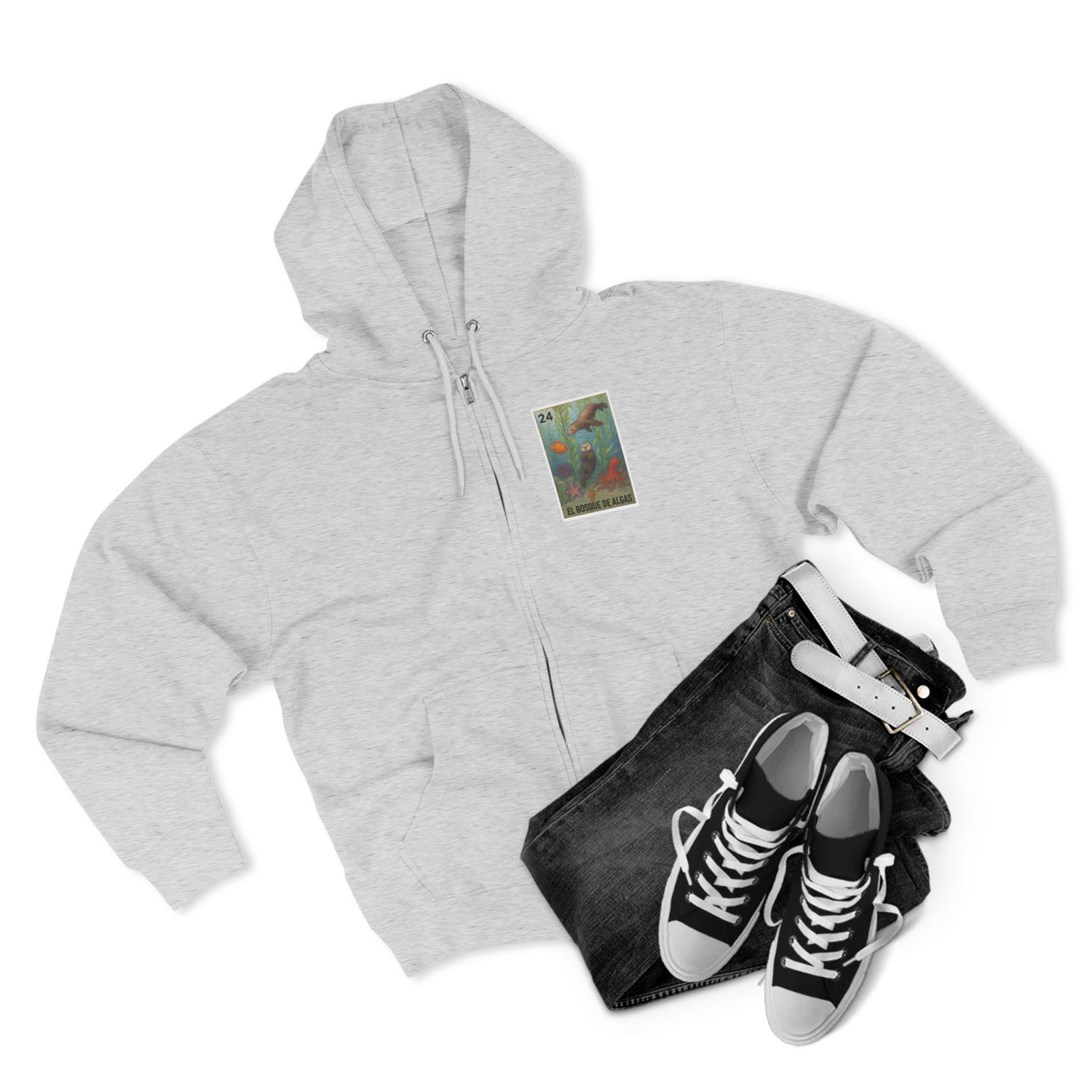 Kelp Forest Lotería Unisex - Zip Cotton Blend Fleece Hoodie (El Bosque de Algas)