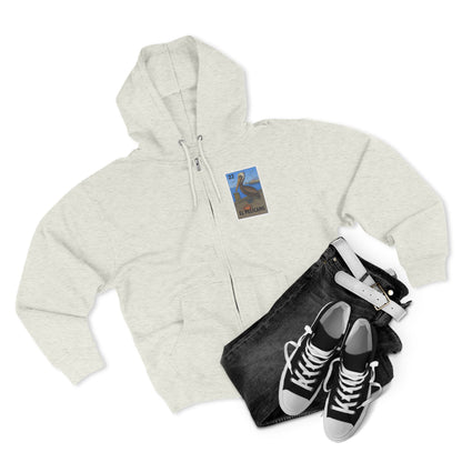 Pelican Lotería Unisex - Zip Cotton Blend Fleece Hoodie (El Pelícano)
