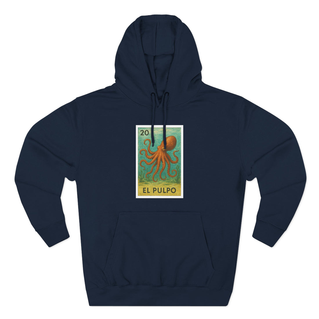 Octopus Lotería Unisex - Pull-Over Cotton Blend Fleece Hoodie (El Pulpo)