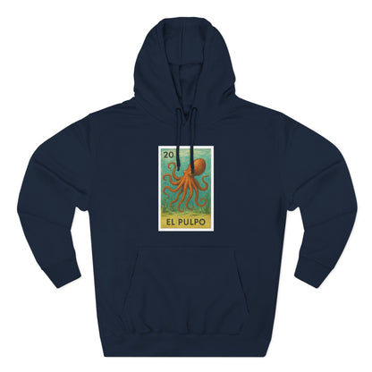 Octopus Lotería Unisex - Pull-Over Cotton Blend Fleece Hoodie (El Pulpo)
