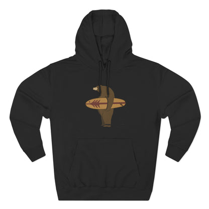 Surfing Grizzly Bear by Fabian Lavater Unisex - Pull-Over Cotton Blend Fleece Hoodie