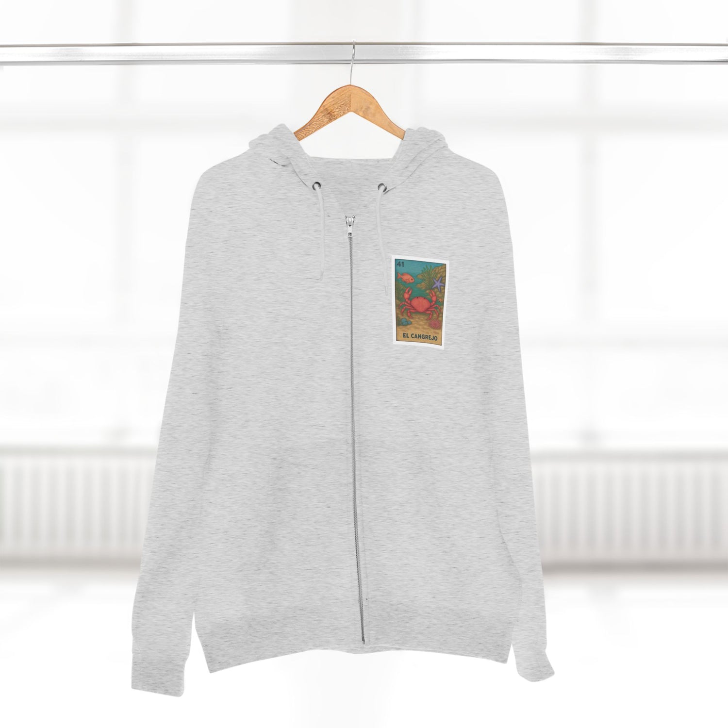 Crab Lotería Unisex - Zip Cotton Blend Fleece Hoodie (El Cangrejo)
