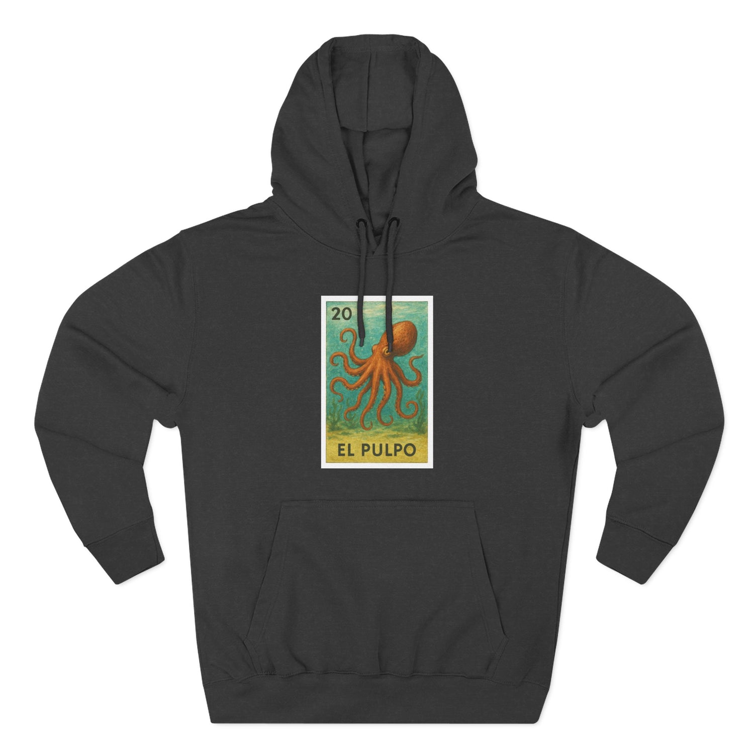Octopus Lotería Unisex - Pull-Over Cotton Blend Fleece Hoodie (El Pulpo)