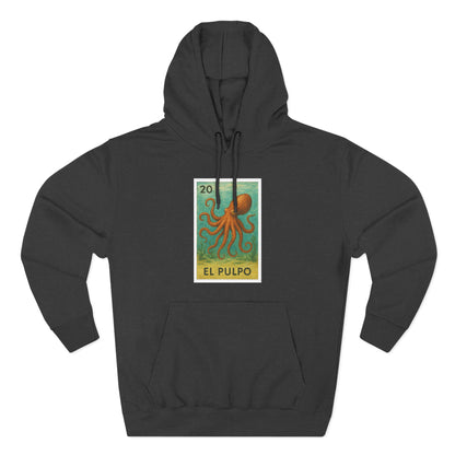 Octopus Lotería Unisex - Pull-Over Cotton Blend Fleece Hoodie (El Pulpo)