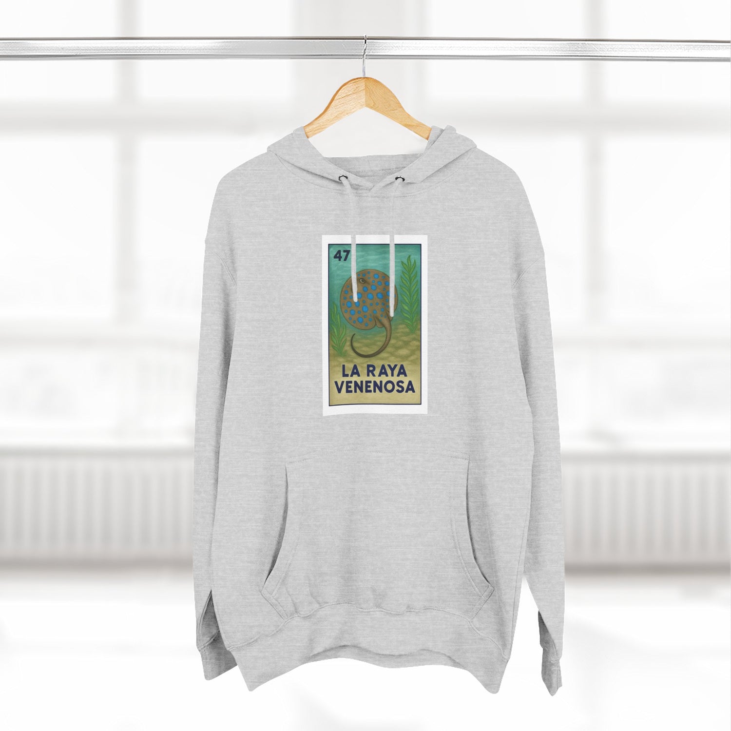 Stingray Lotería Unisex - Pull-Over Cotton Blend Fleece Hoodie (La Raya Venenosa)
