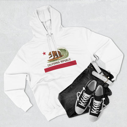 California Surfing Bear Flag Unisex - Pull-Over Cotton Blend Fleece Hoodie
