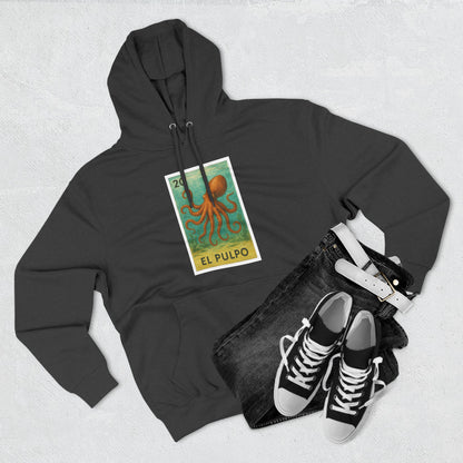 Octopus Lotería Unisex - Pull-Over Cotton Blend Fleece Hoodie (El Pulpo)