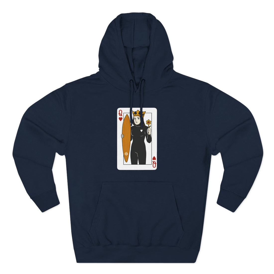Queen of Hearts Surfer Unisex - Pull-Over Cotton Blend Fleece Hoodie