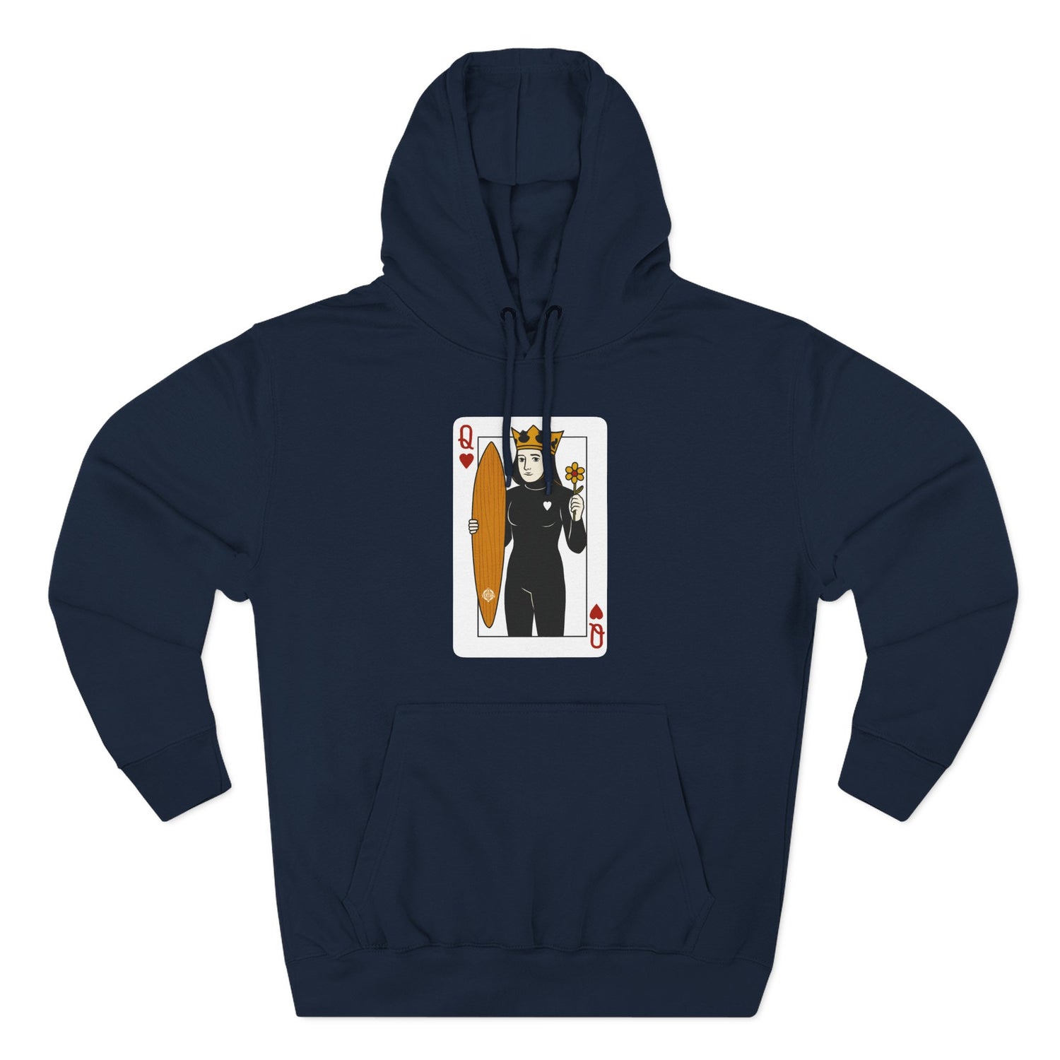 Queen of Hearts Surfer Unisex - Pull-Over Cotton Blend Fleece Hoodie