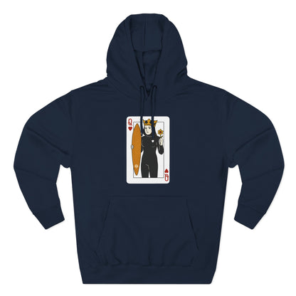 Queen of Hearts Surfer Unisex - Pull-Over Cotton Blend Fleece Hoodie