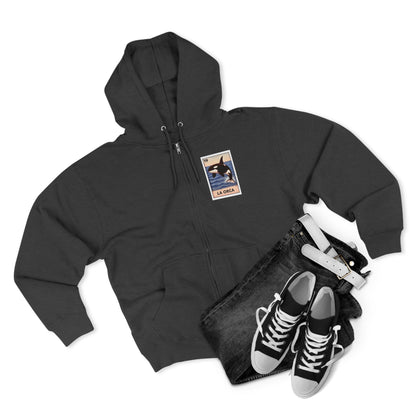 Orca Lotería Unisex - Zip Cotton Blend Fleece Hoodie (La Orca)