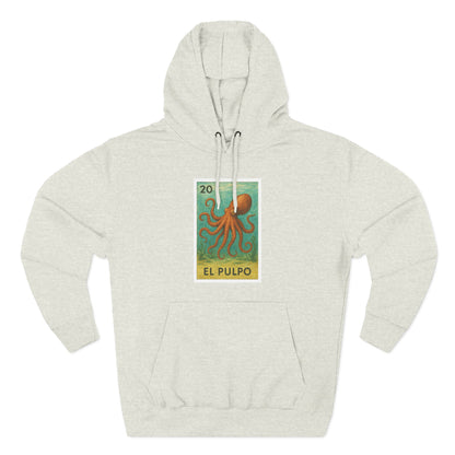 Octopus Lotería Unisex - Pull-Over Cotton Blend Fleece Hoodie (El Pulpo)