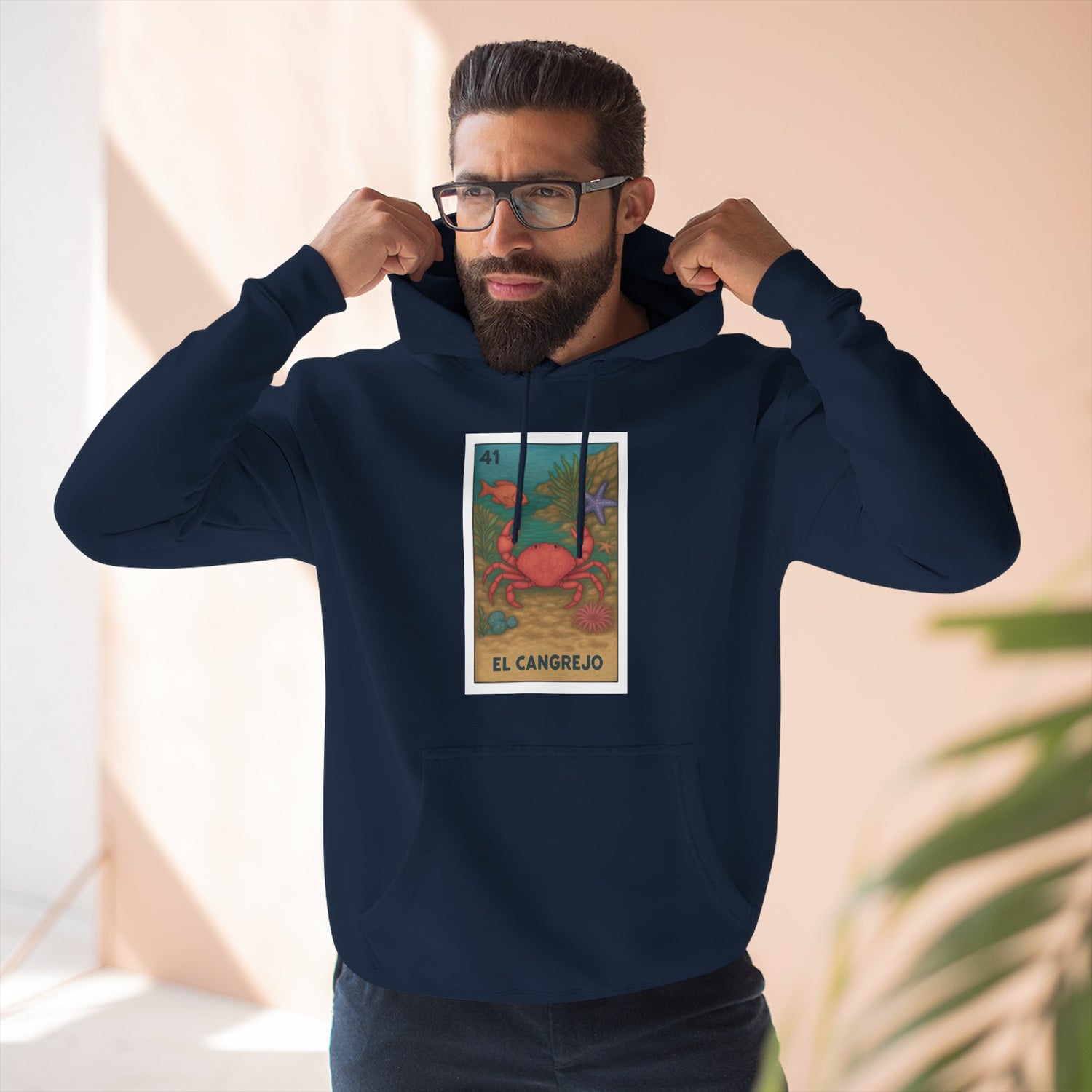 Crab Lotería Unisex - Pull-Over Cotton Blend Fleece Hoodie (El Cangrejo)