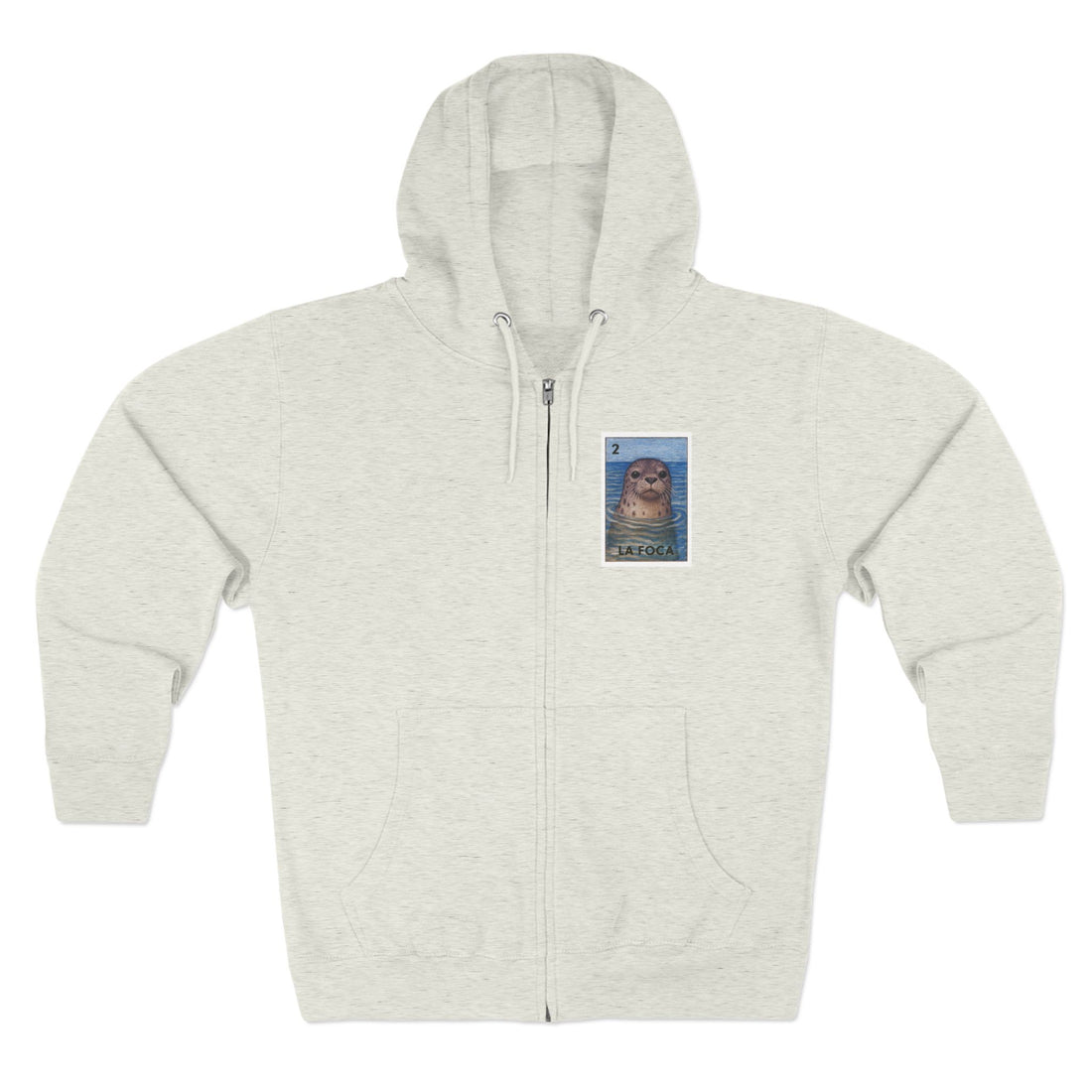 Seal Lotería Unisex - Zip Cotton Blend Fleece Hoodie (La Foca)