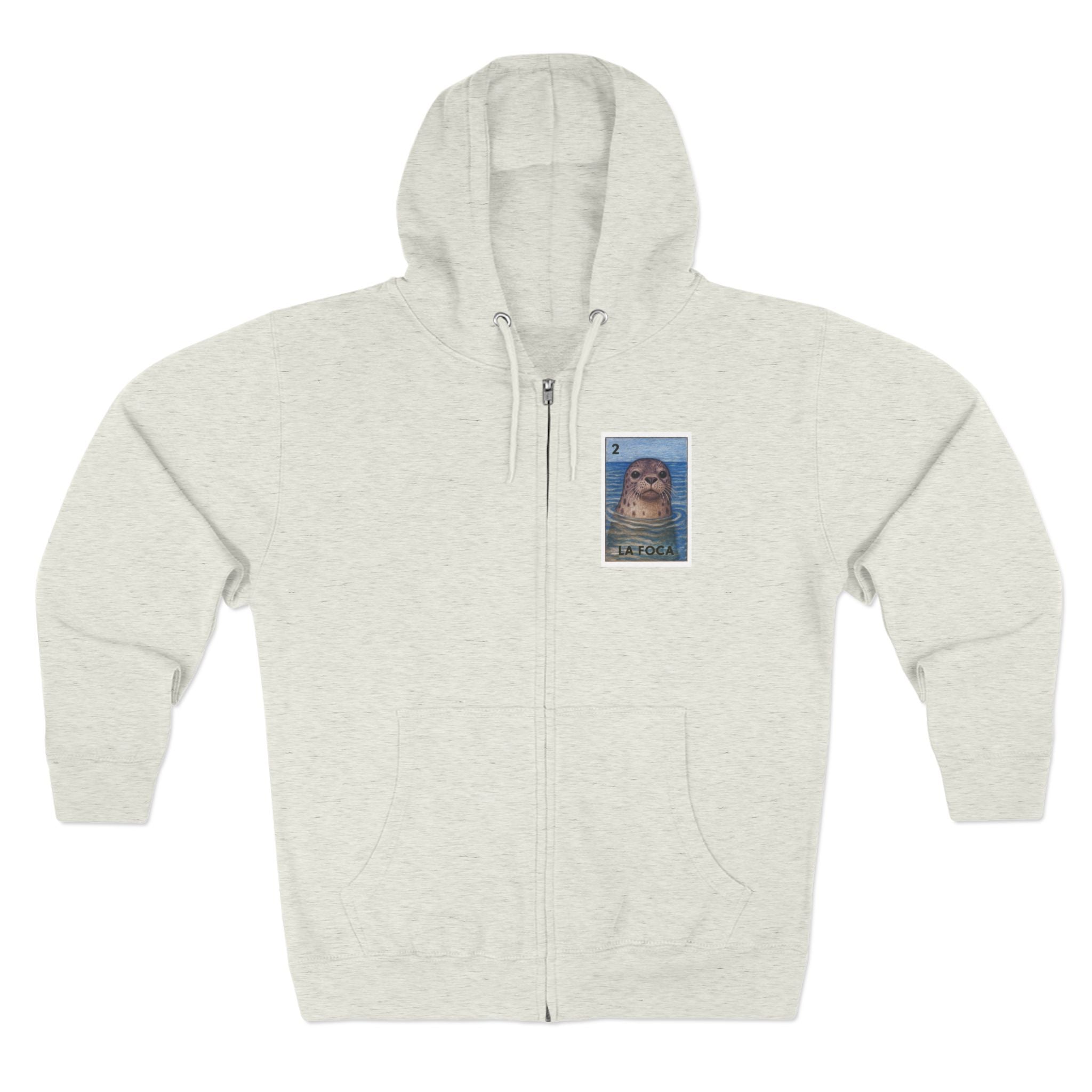 Seal Lotería Unisex - Zip Cotton Blend Fleece Hoodie (La Foca)