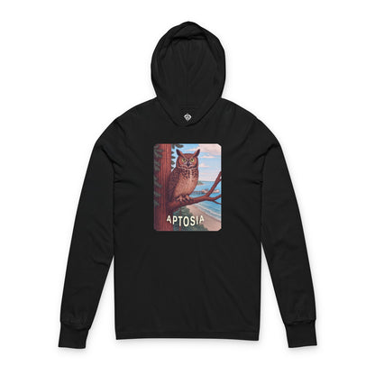 Aptos California Aptosia Owl Unisex - Cotton Long Sleeve Hooded T-Shirt