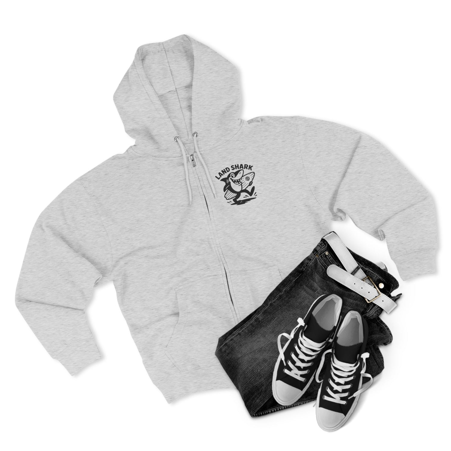 Land Shark Unisex - Zip Cotton Blend Fleece Hoodie