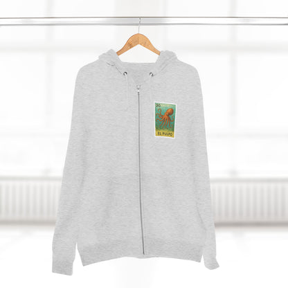 Octopus Lotería Unisex - Zip Cotton Blend Fleece Hoodie (El Pulpo)