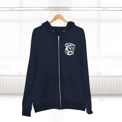 Land Shark Unisex - Zip Cotton Blend Fleece Hoodie