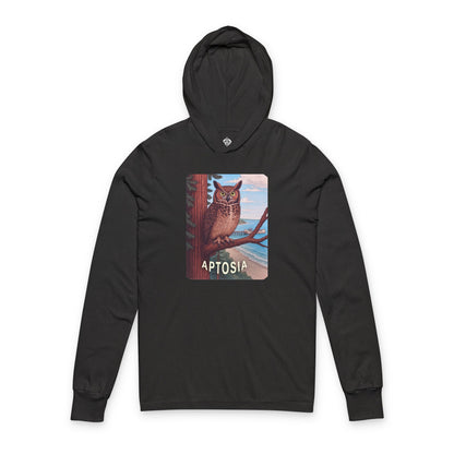 Aptos California Aptosia Owl Unisex - Cotton Long Sleeve Hooded T-Shirt