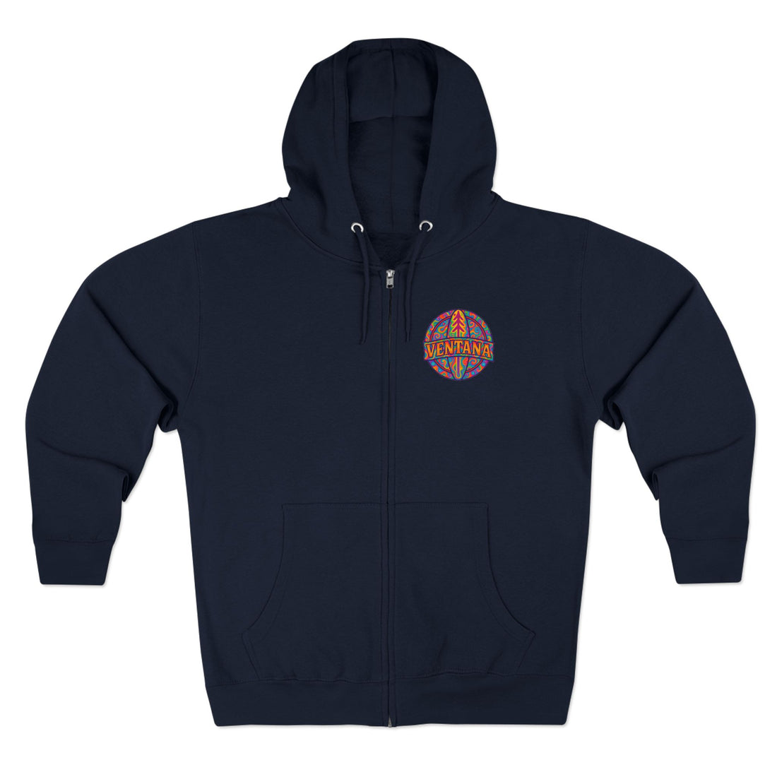 Ventana Psychedelic Treefish Logo Unisex - Zip Cotton Blend Fleece Hoodie