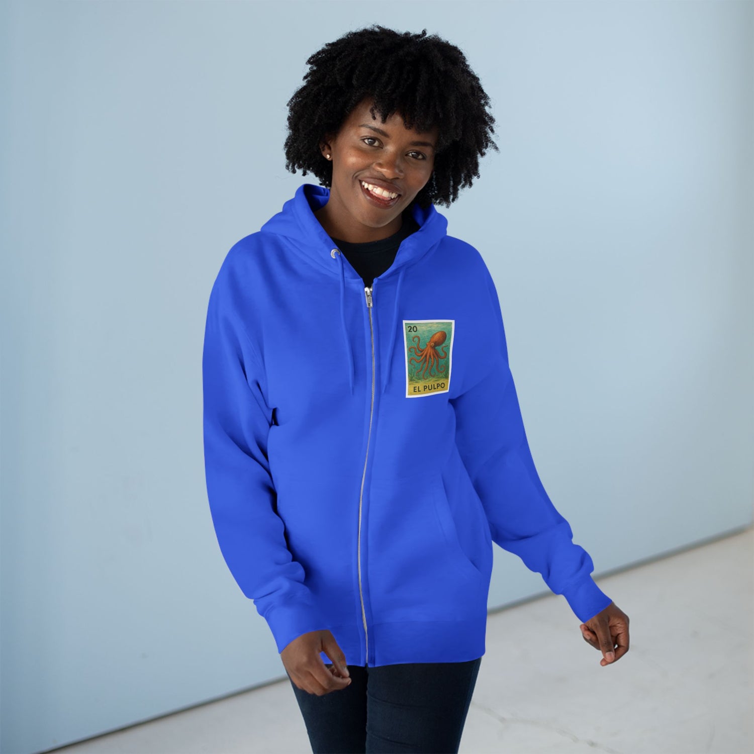 Octopus Lotería Unisex - Zip Cotton Blend Fleece Hoodie (El Pulpo)