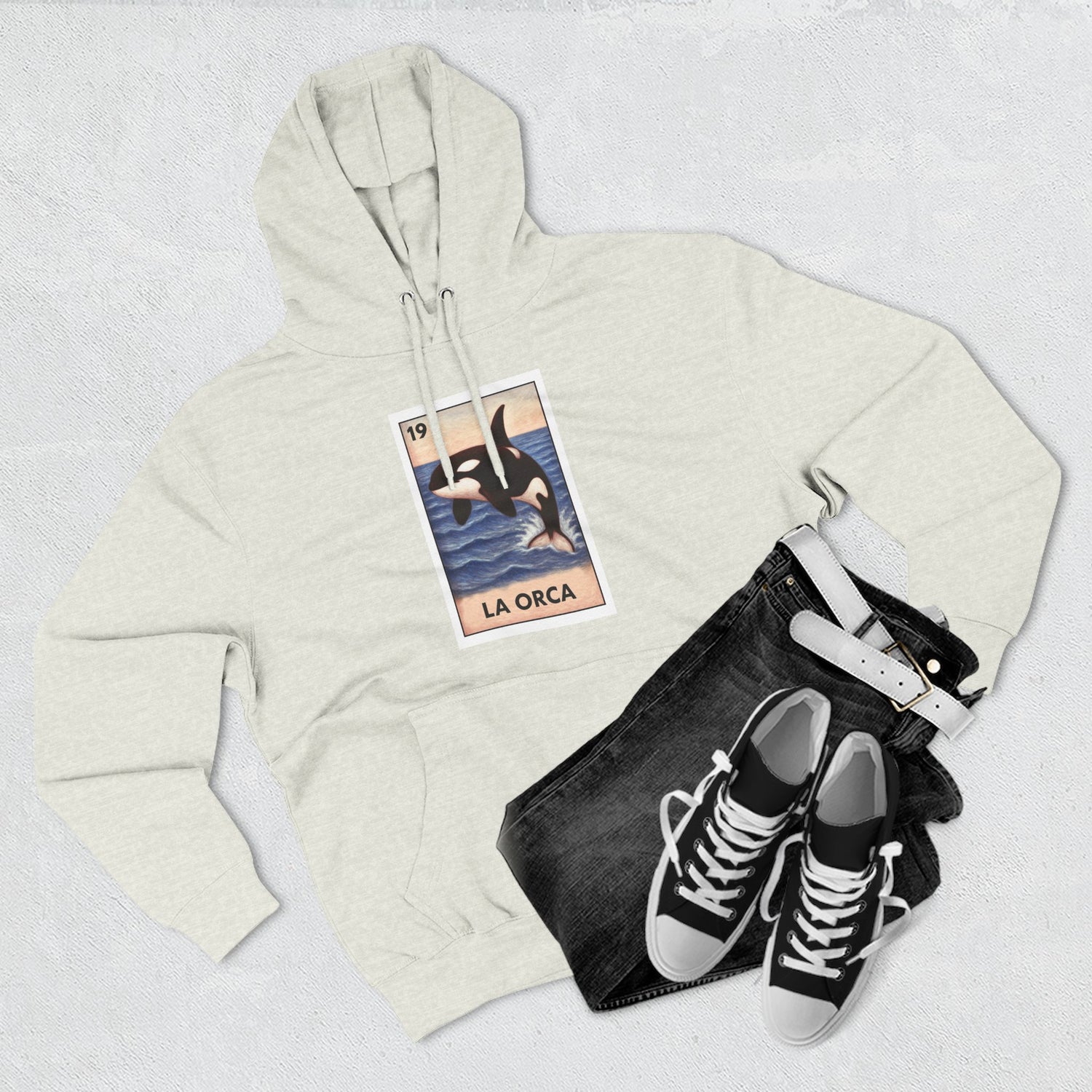 Orca Lotería Unisex - Pull-Over Cotton Blend Fleece Hoodie (La Orca)