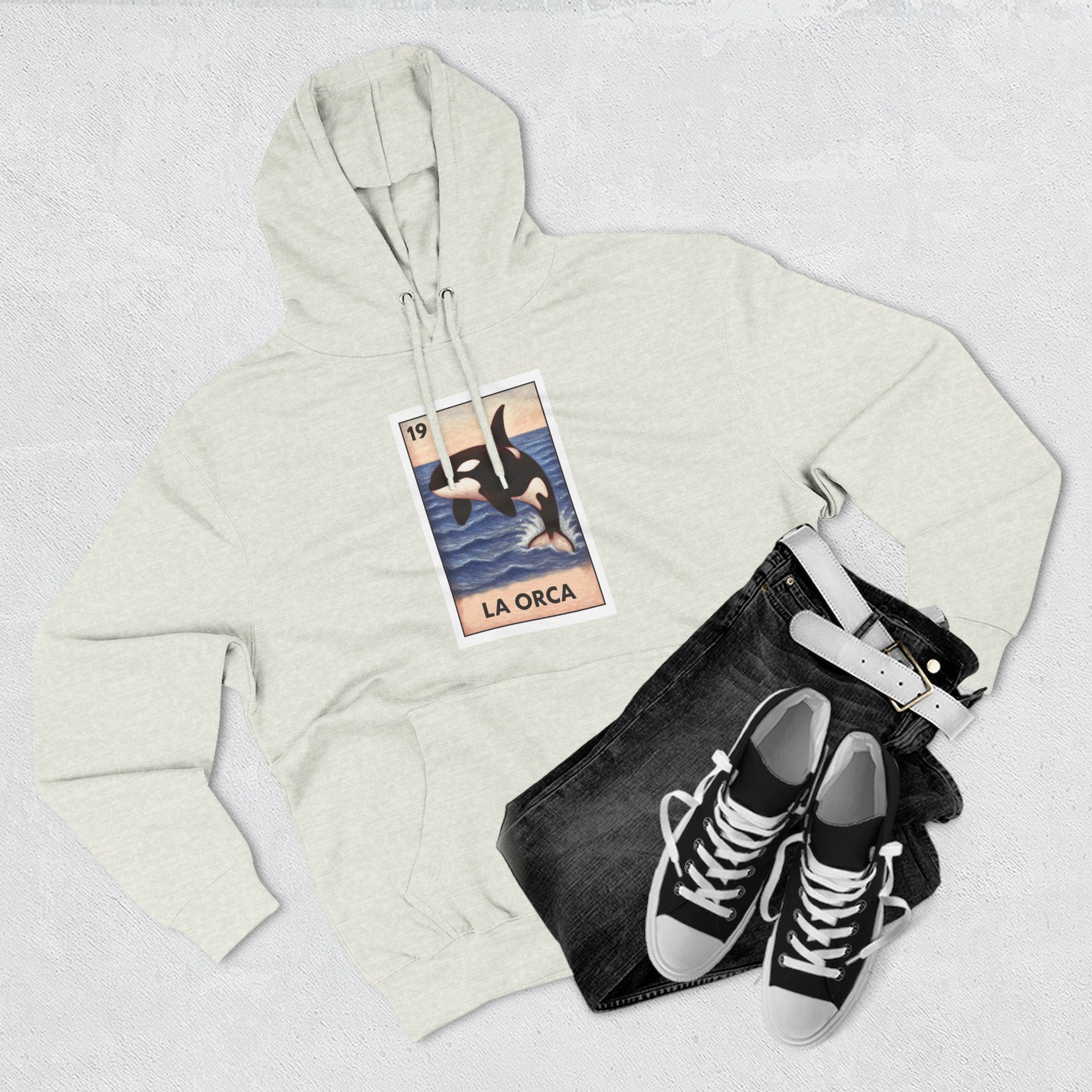 Orca Lotería Unisex - Pull-Over Cotton Blend Fleece Hoodie (La Orca)
