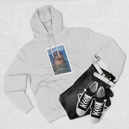 Seal Lotería Unisex - Pull-Over Cotton Blend Fleece Hoodie (La Foca)