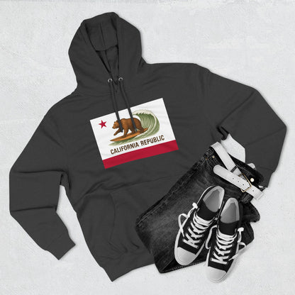 California Surfing Bear Flag Unisex - Pull-Over Cotton Blend Fleece Hoodie