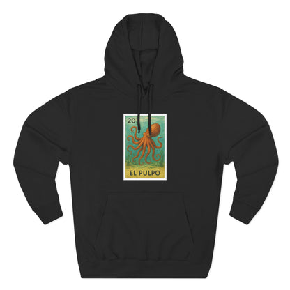 Octopus Lotería Unisex - Pull-Over Cotton Blend Fleece Hoodie (El Pulpo)