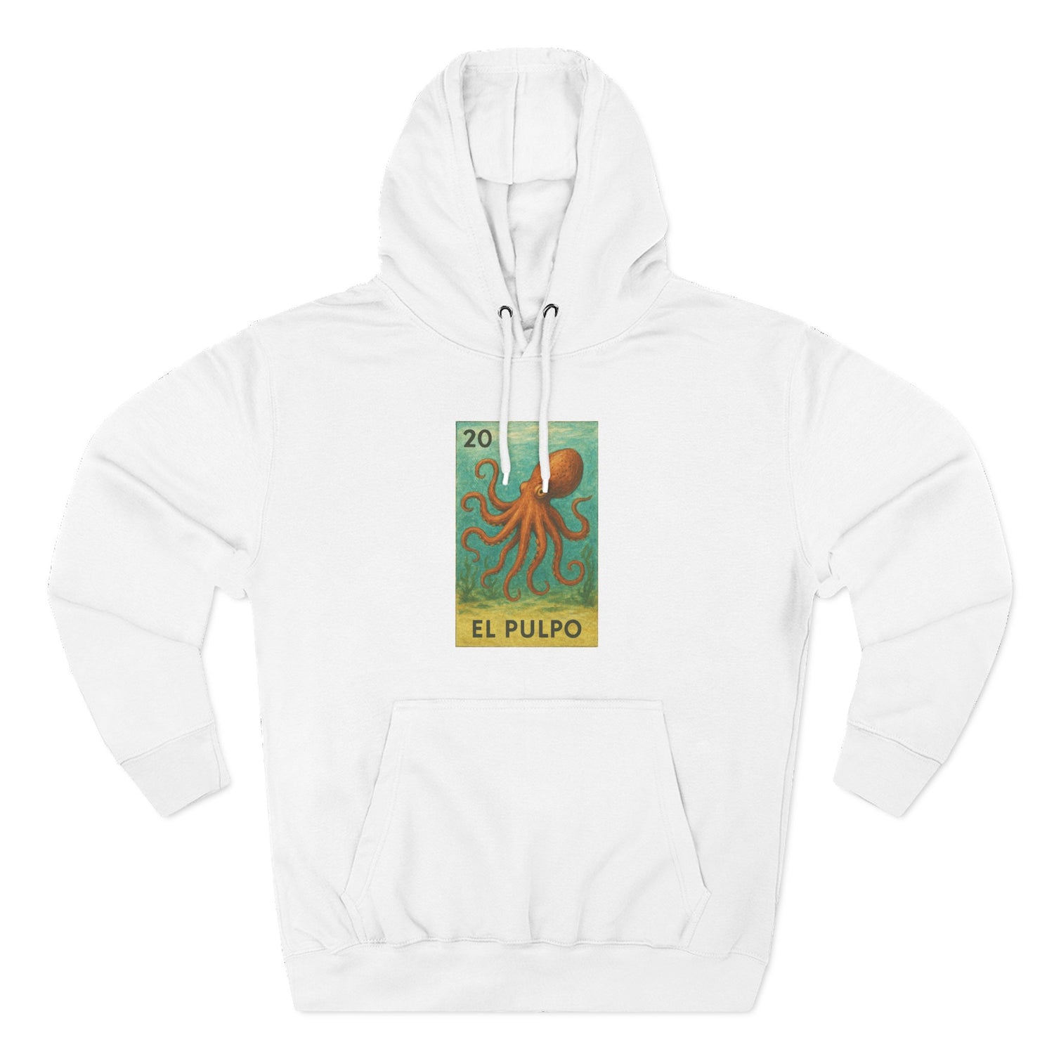 Octopus Lotería Unisex - Pull-Over Cotton Blend Fleece Hoodie (El Pulpo)