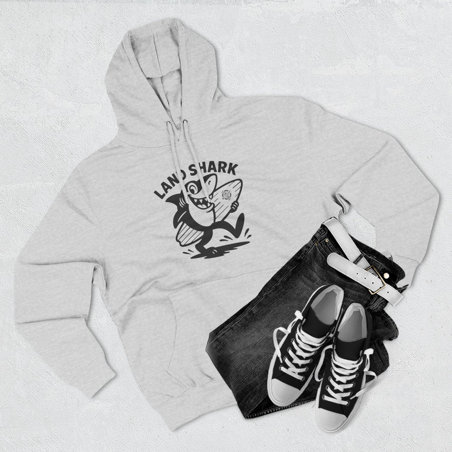 Land Shark Unisex - Pull-Over Cotton Blend Fleece Hoodie