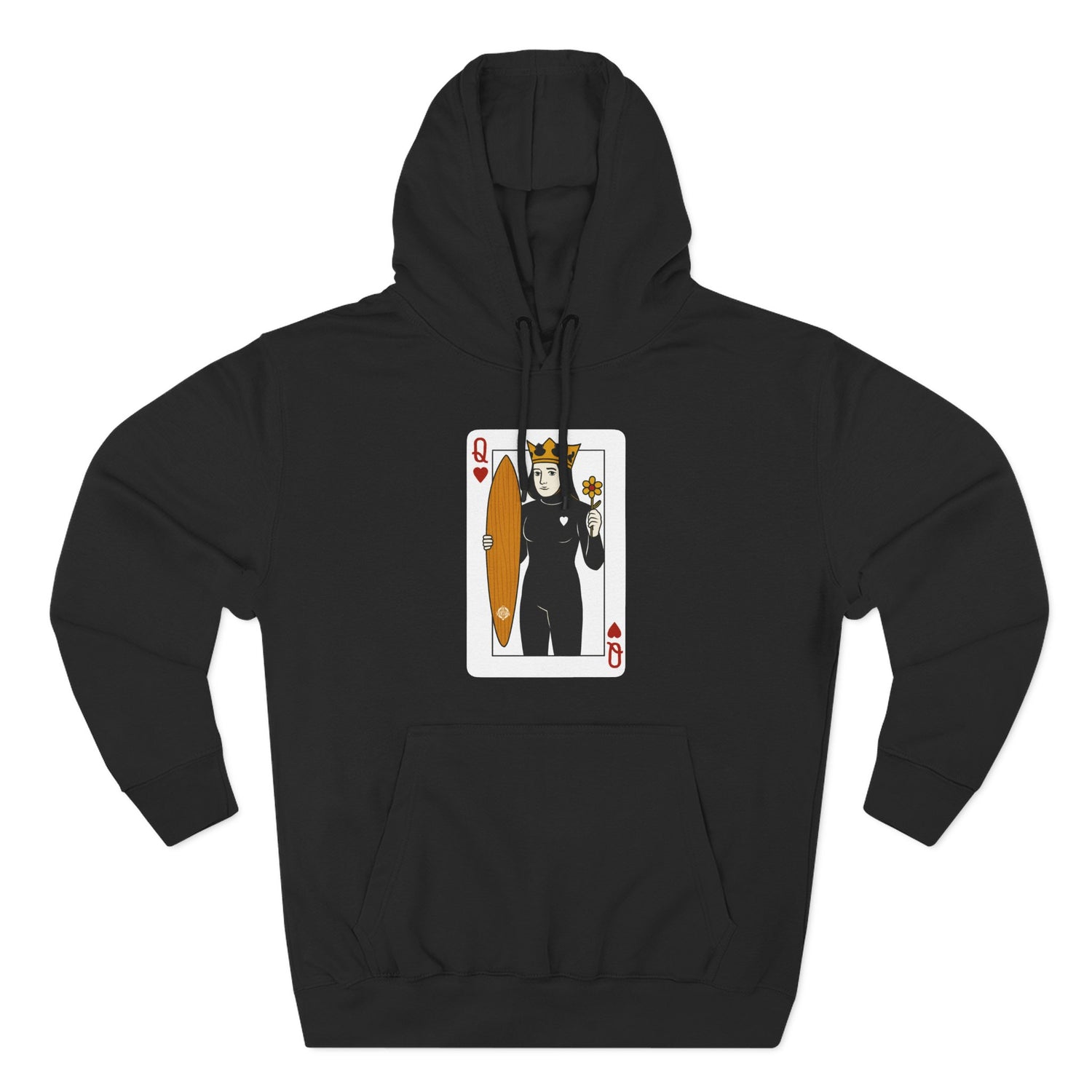 Queen of Hearts Surfer Unisex - Pull-Over Cotton Blend Fleece Hoodie