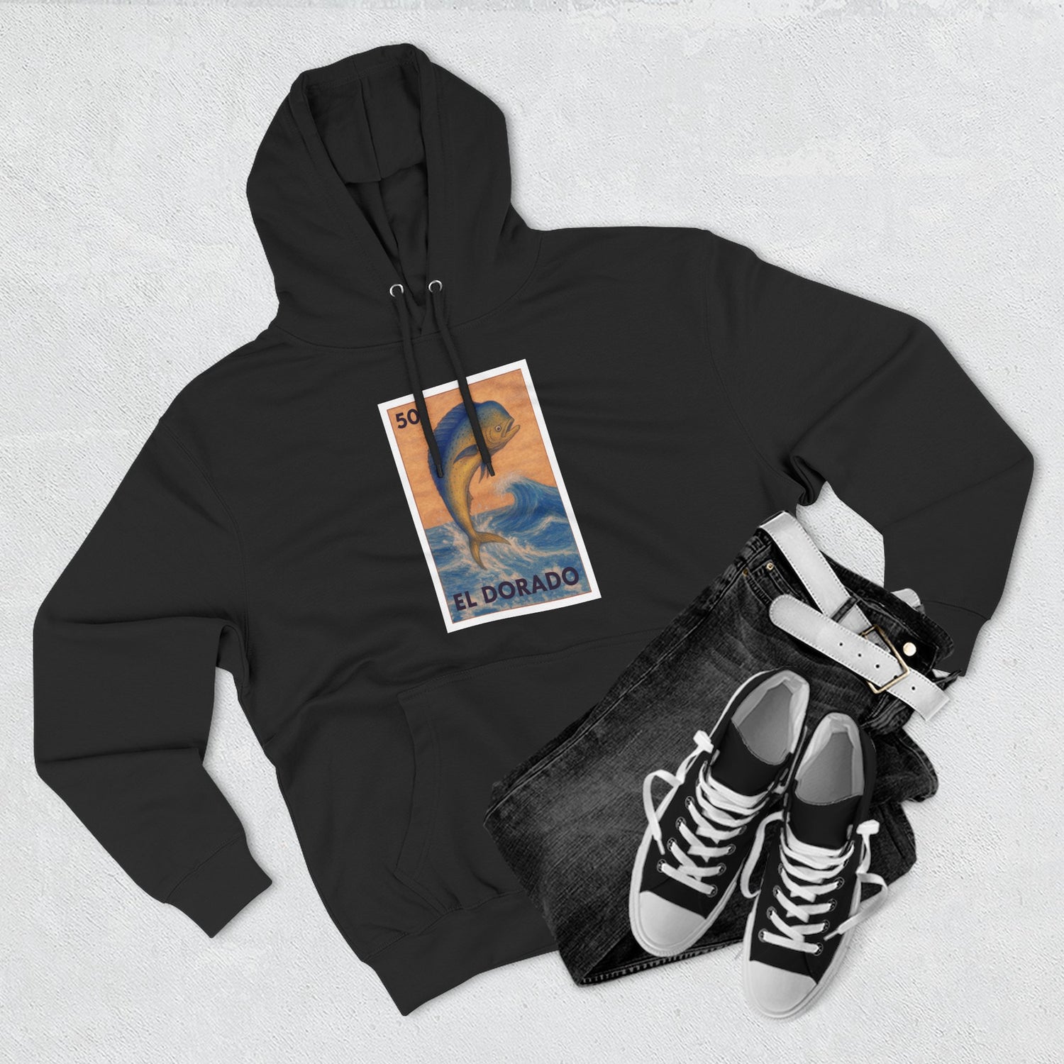 Dorado Lotería Unisex - Pull-Over Cotton Blend Fleece Hoodie (El Dorado)