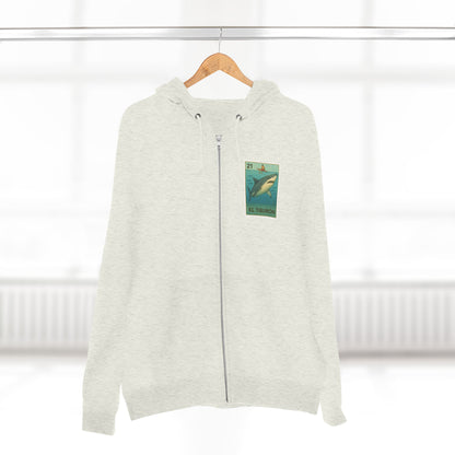 Shark Lotería Unisex - Zip Cotton Blend Fleece Hoodie (El Tiburón)