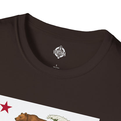 California Surfing Bear Flag Unisex - Soft Style U.S. Cotton T-Shirt