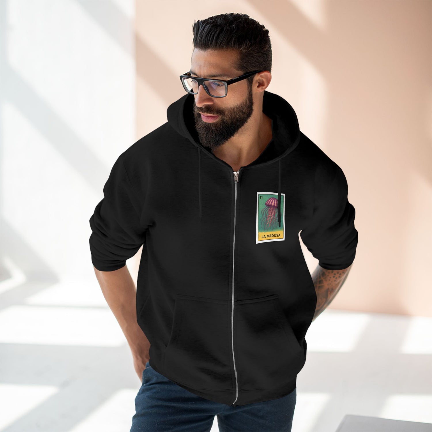 Sea Jelly Lotería Unisex - Zip Cotton Blend Fleece Hoodie (La Medusa)