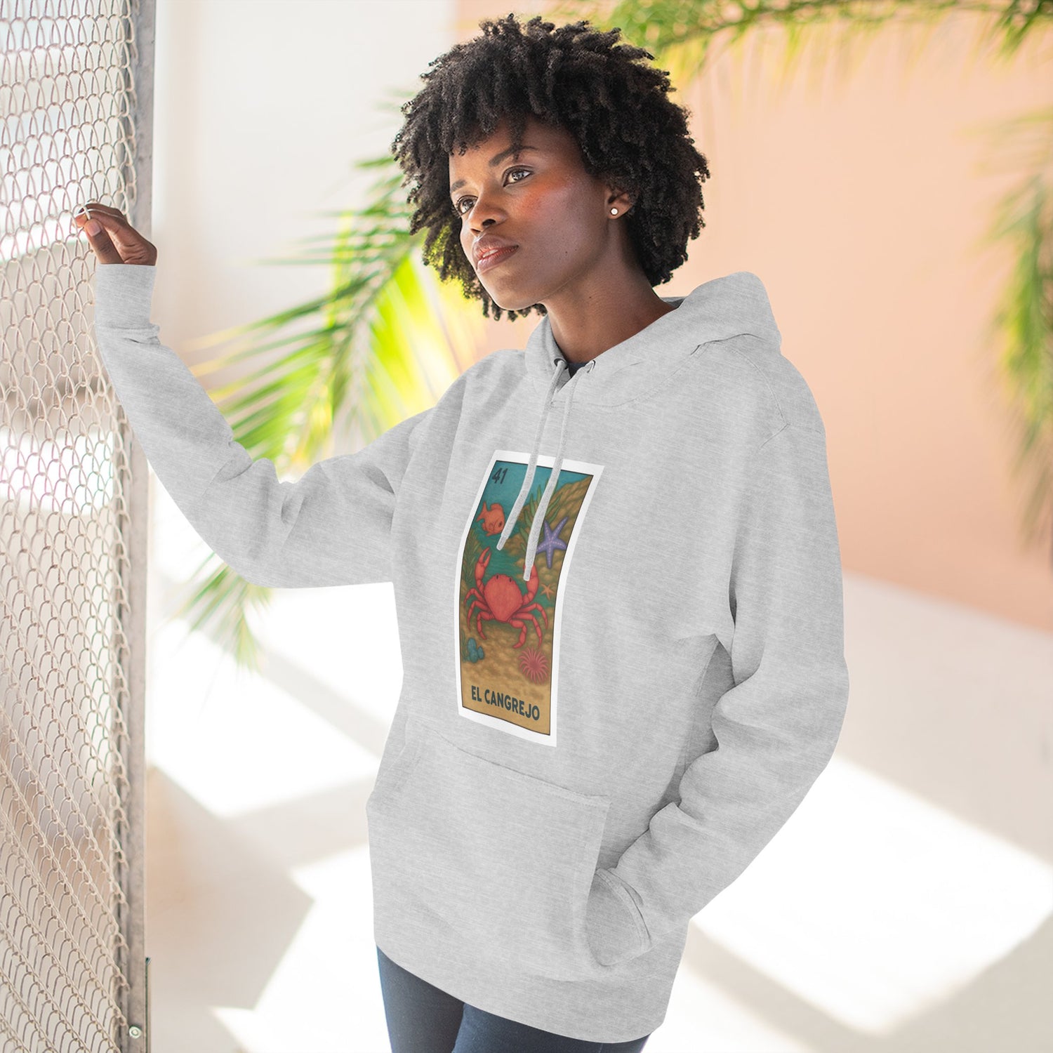Crab Lotería Unisex - Pull-Over Cotton Blend Fleece Hoodie (El Cangrejo)