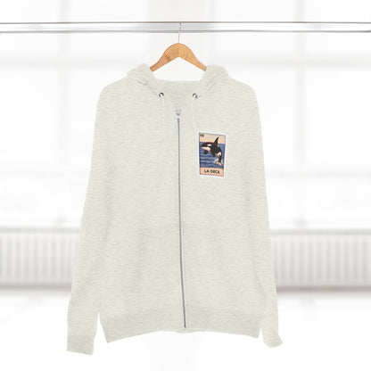 Orca Lotería Unisex - Zip Cotton Blend Fleece Hoodie (La Orca)