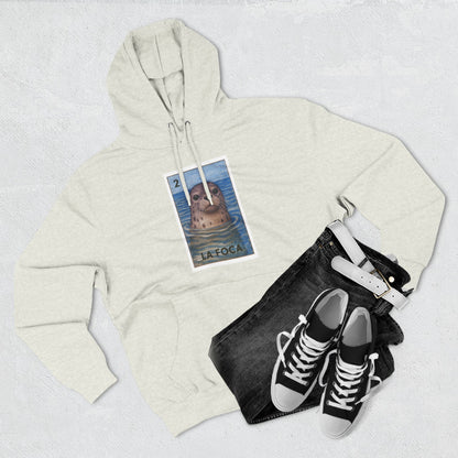 Seal Lotería Unisex - Pull-Over Cotton Blend Fleece Hoodie (La Foca)