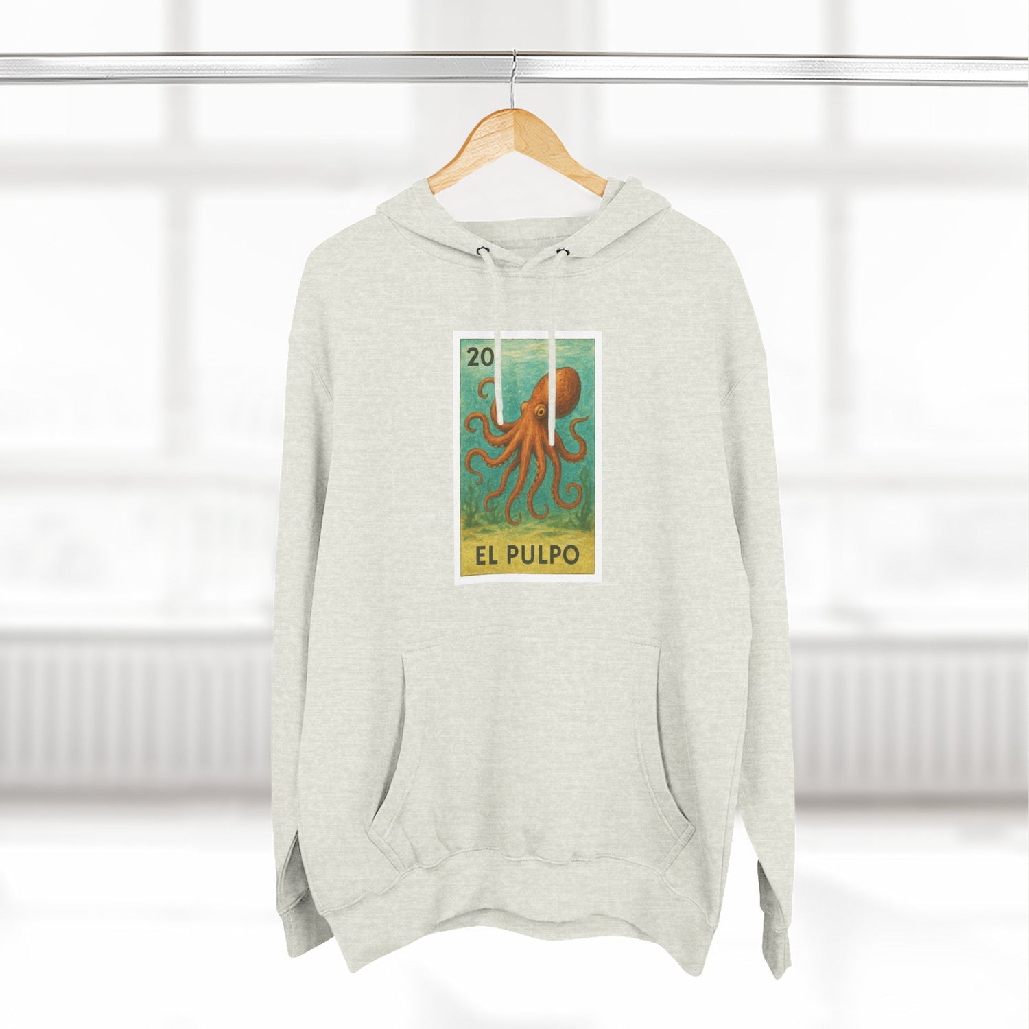 Octopus Lotería Unisex - Pull-Over Cotton Blend Fleece Hoodie (El Pulpo)