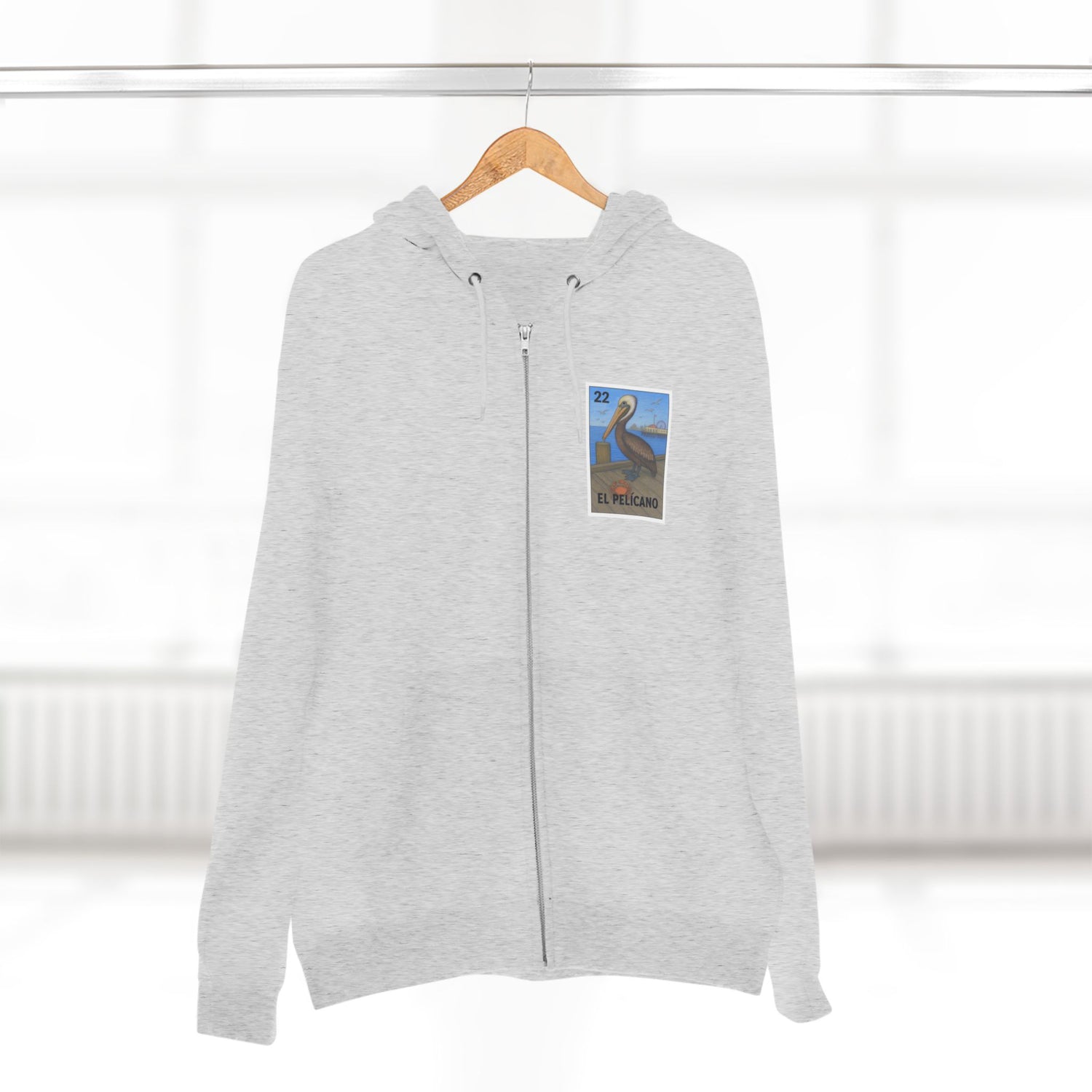 Pelican Lotería Unisex - Zip Cotton Blend Fleece Hoodie (El Pelícano)