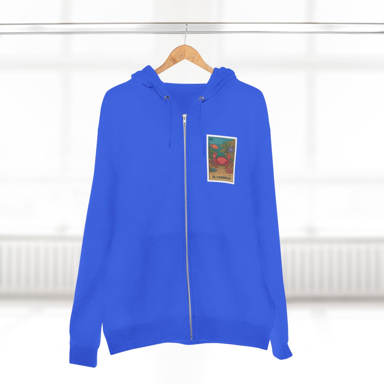 Crab Lotería Unisex - Zip Cotton Blend Fleece Hoodie (El Cangrejo)