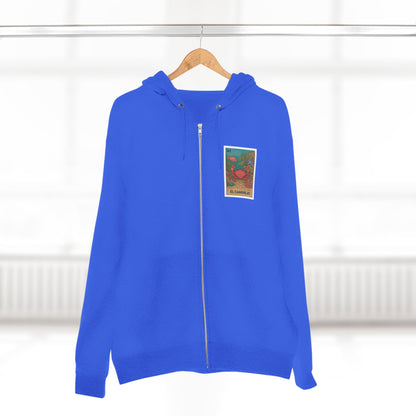 Crab Lotería Unisex - Zip Cotton Blend Fleece Hoodie (El Cangrejo)