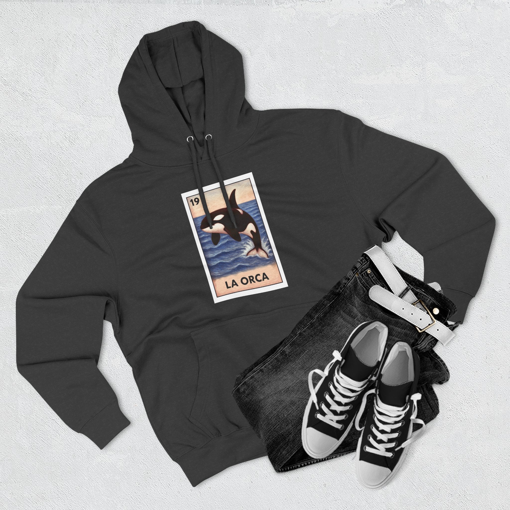 Orca Lotería Unisex - Pull-Over Cotton Blend Fleece Hoodie (La Orca)