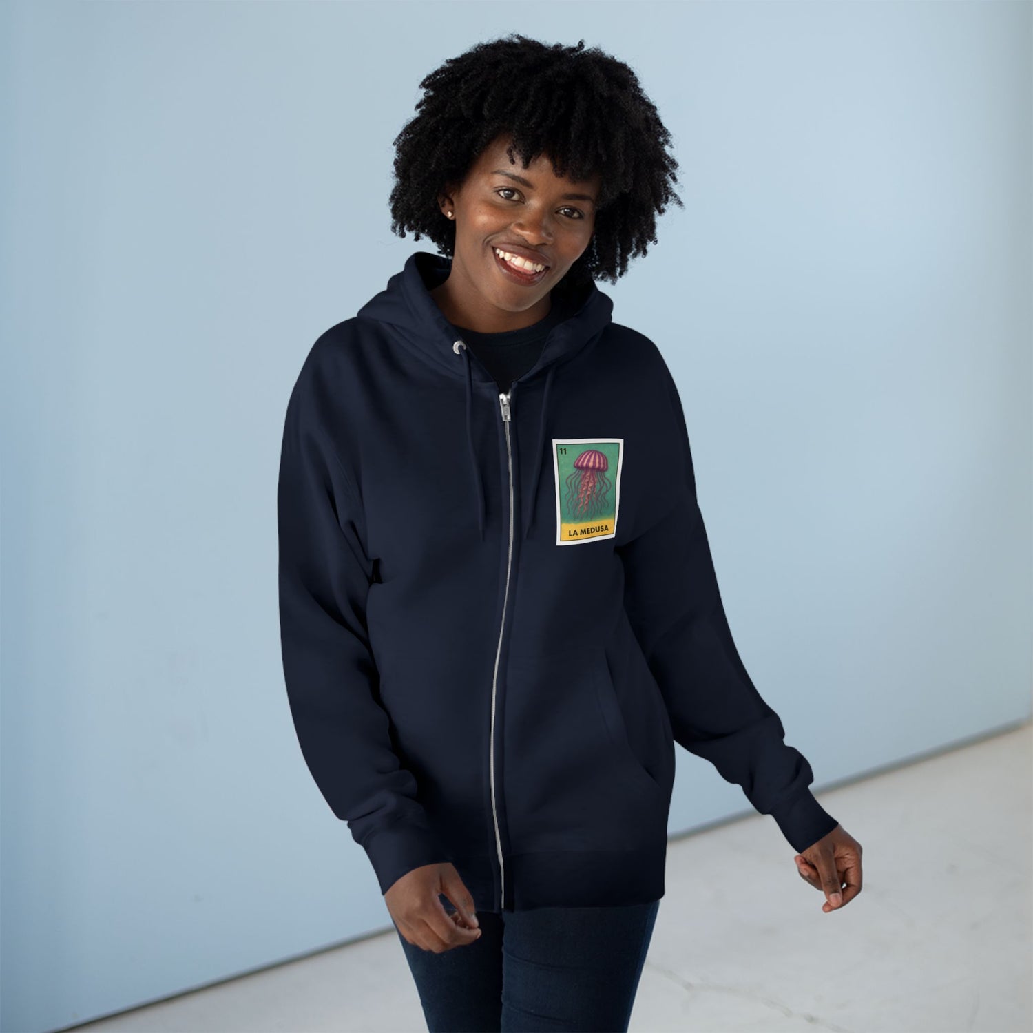 Sea Jelly Lotería Unisex - Zip Cotton Blend Fleece Hoodie (La Medusa)
