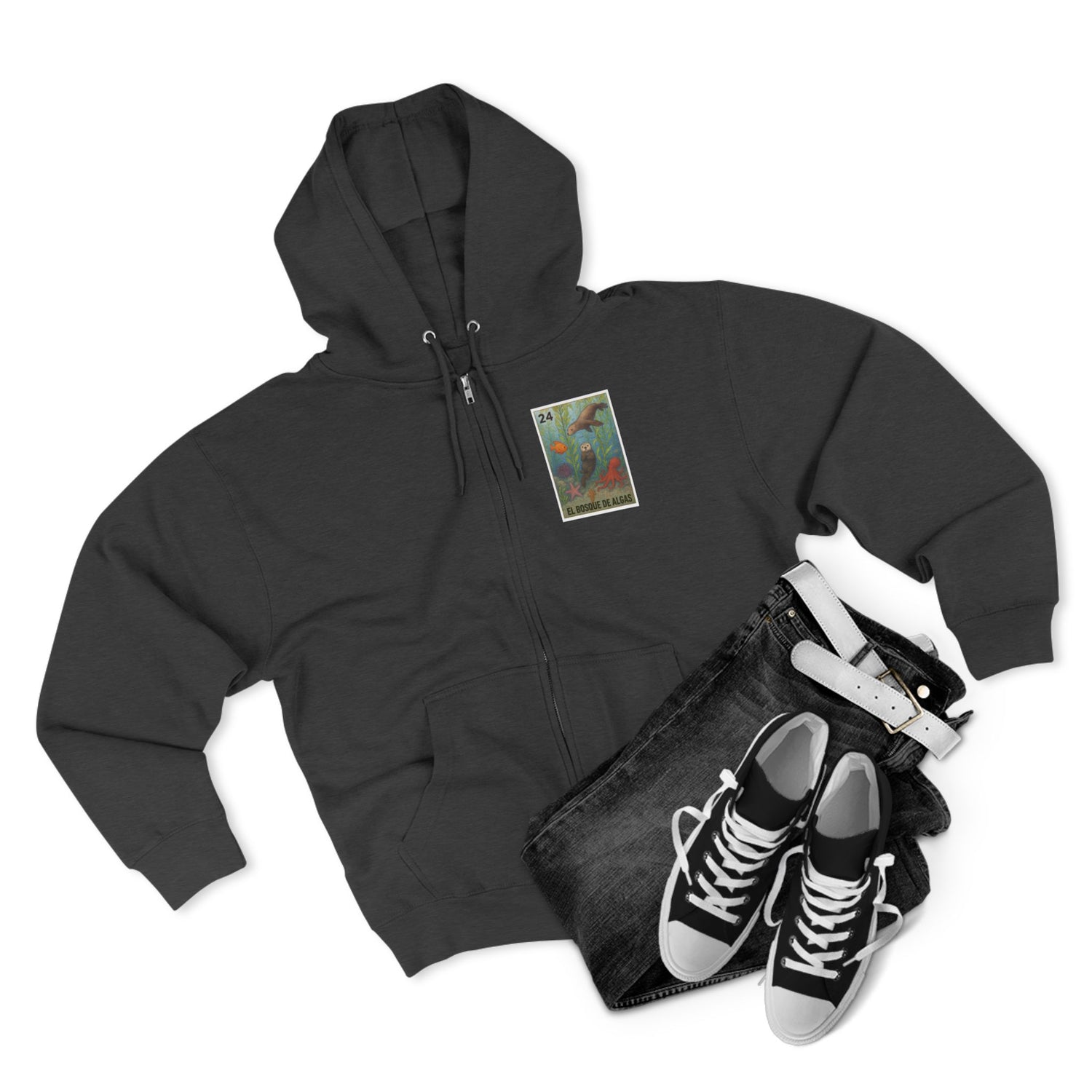 Kelp Forest Lotería Unisex - Zip Cotton Blend Fleece Hoodie (El Bosque de Algas)