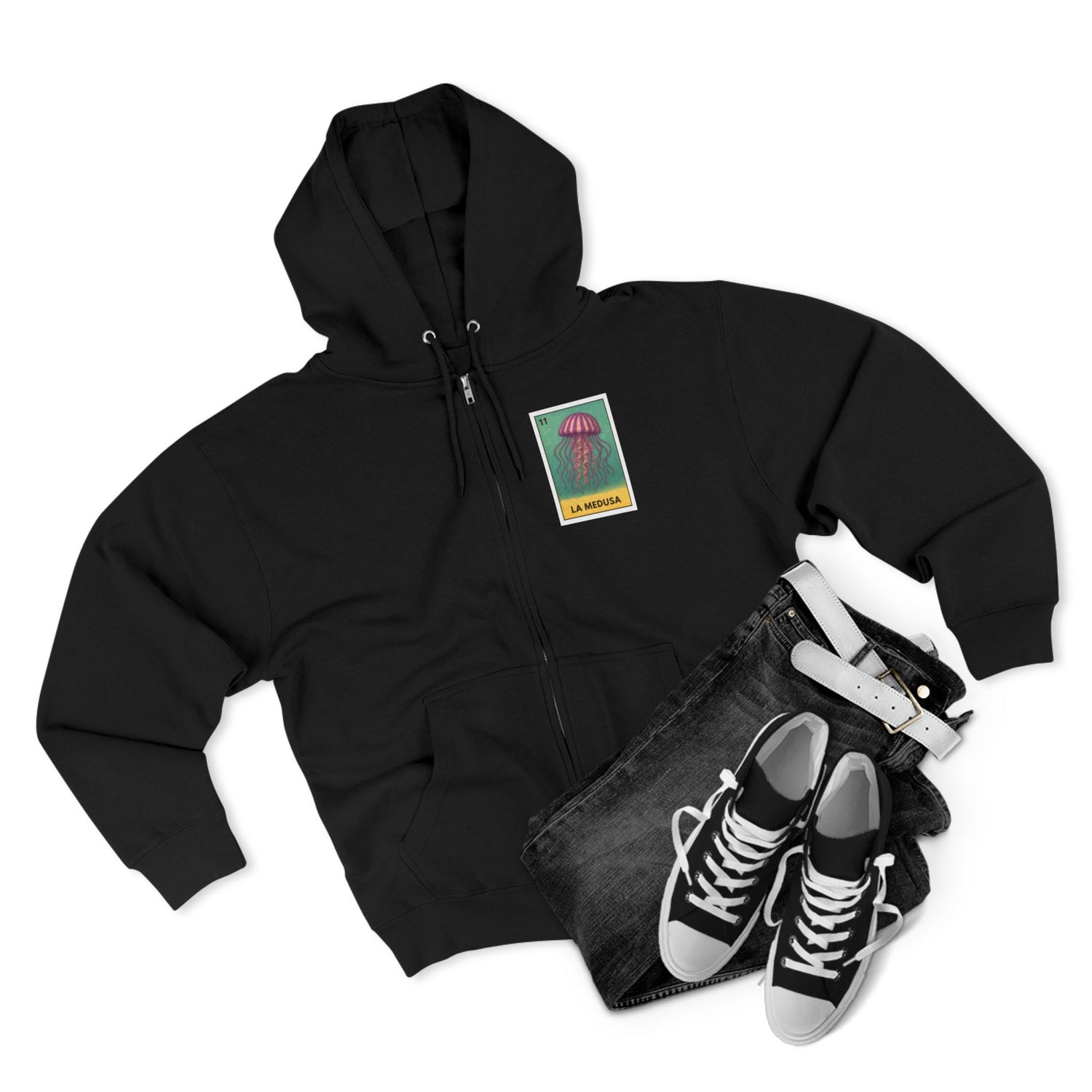 Sea Jelly Lotería Unisex - Zip Cotton Blend Fleece Hoodie (La Medusa)
